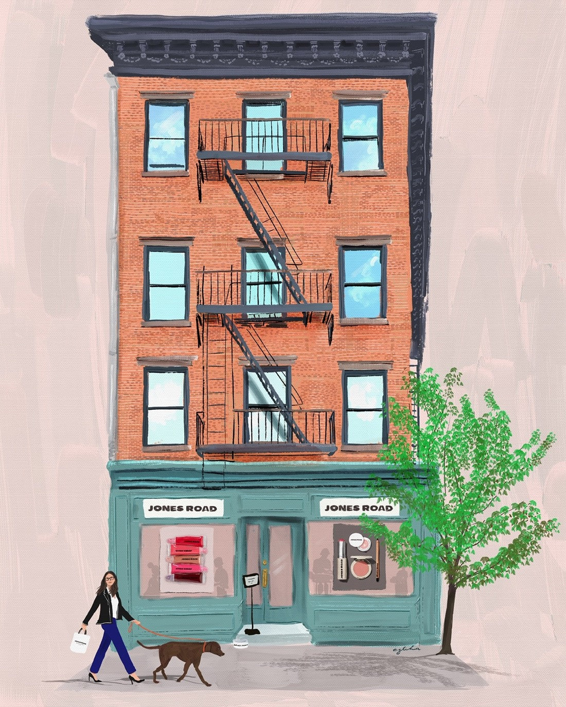 Illustrated Jones Road storefront